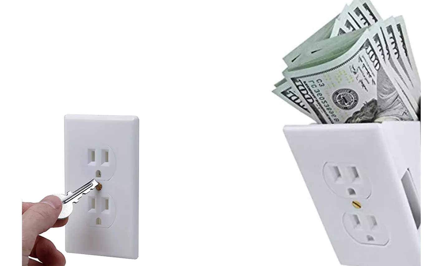 Home Office Security Electrical Outlet Hidden Wall Safe Keys Vault Valuable - Primary Image
