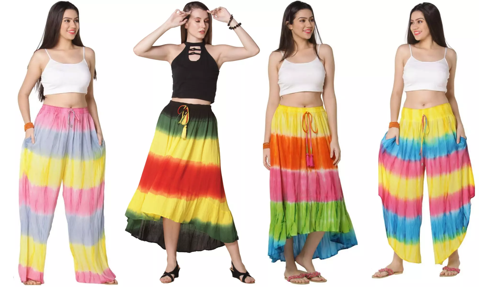 Women's Tie Dye Wide Leg Tulip Pants or Maxi Skirt  - Plus Sizes Available - Primary Image