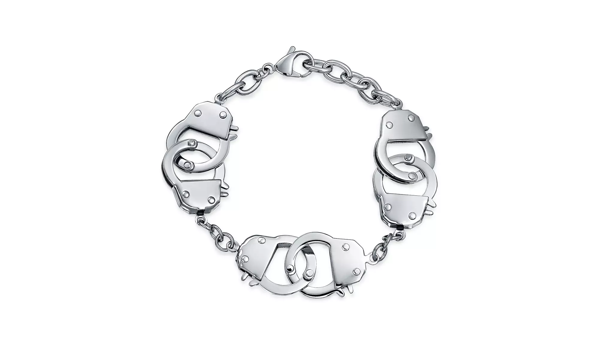 Handcuff BFF Partners in Crime Stainless Steel Curb Chain Bracelet - Primary Image