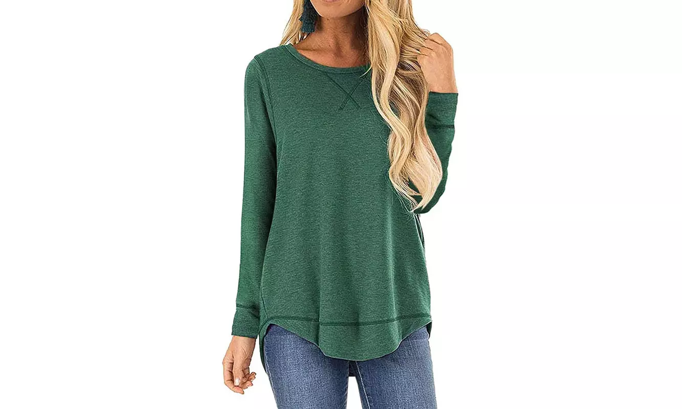 Women's Long Sleeve Tee S-3X  Loose Fit Cross Stitch by Haute Edition 