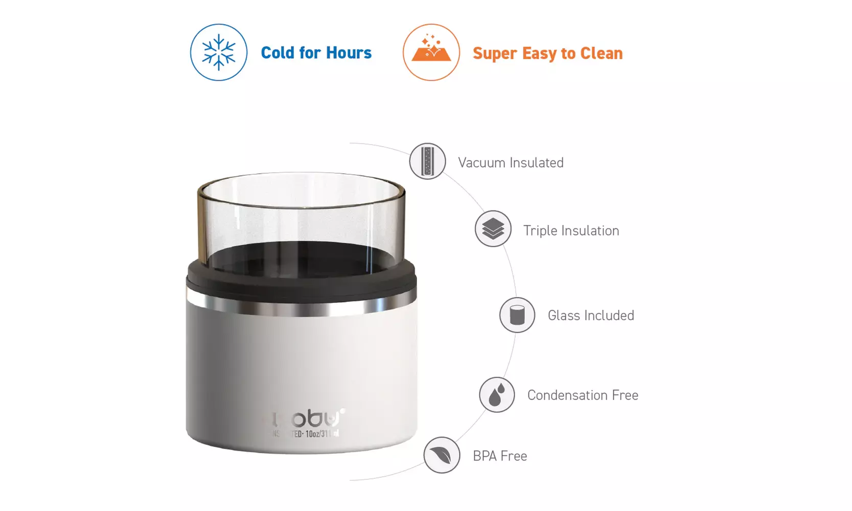 Asobu Whiskey Glass On-The-Rocks with Insulated Stainless Steel Sleeve