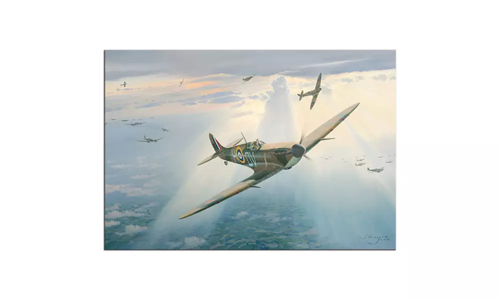 Spitfire - Old War Plane WW2 Metal Art Painting Print - Primary Image