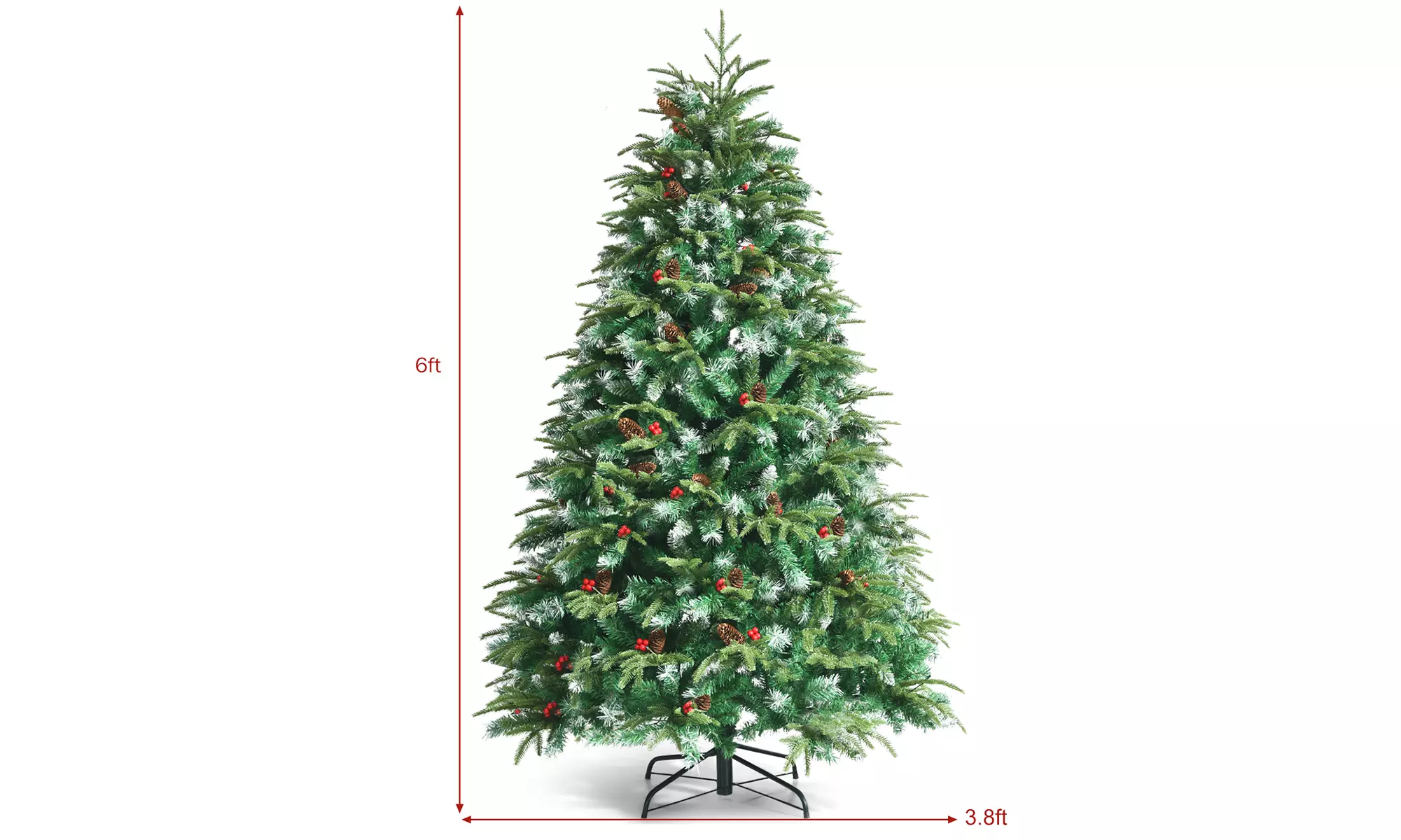 Costway 6ft Pre-Lit Snowy Christmas Tree 11 Flash Modes 350 Multi-Color Lights