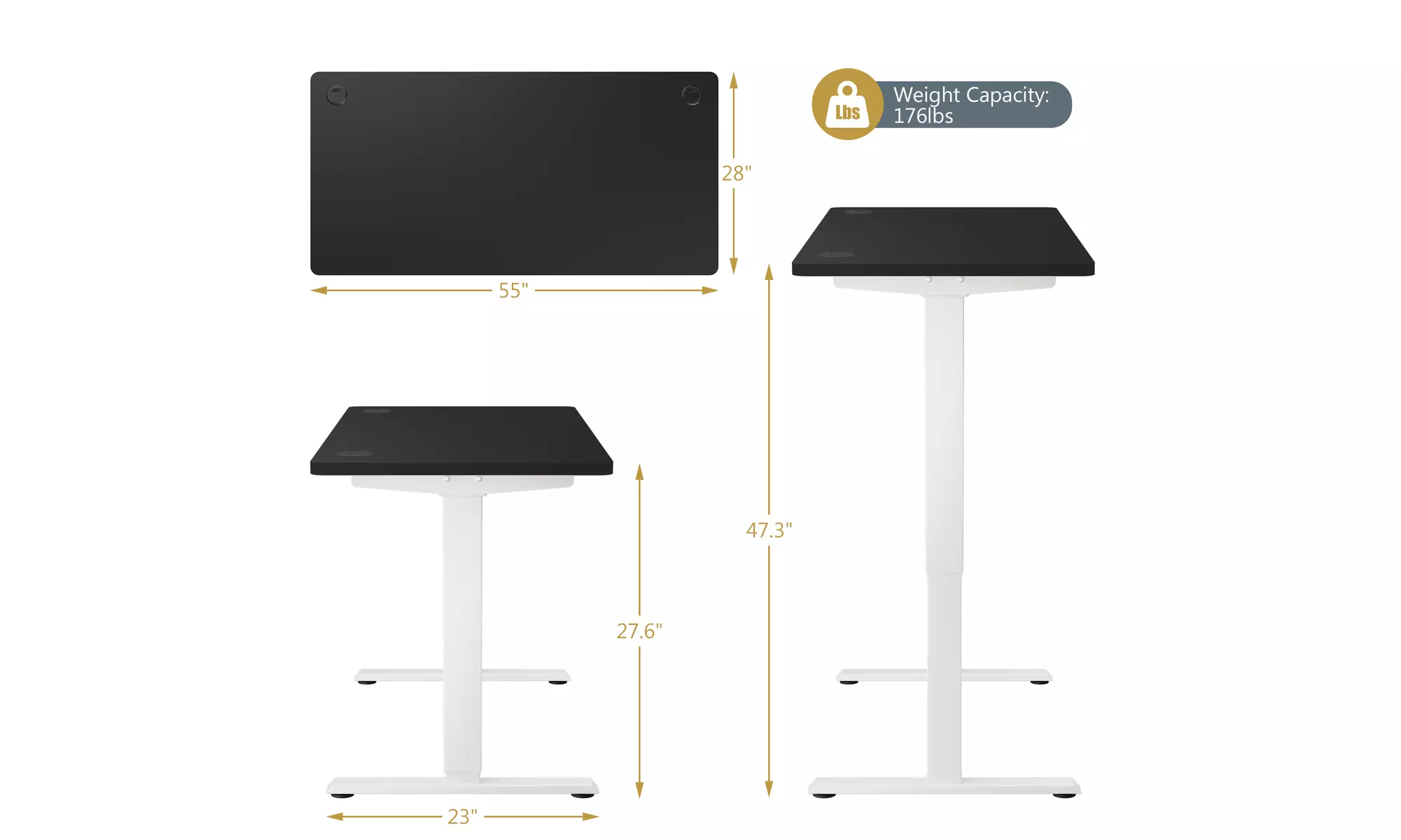 Costway 55'' x 28'' Electric Adjustable Standing up Desk Dual w/ Controller