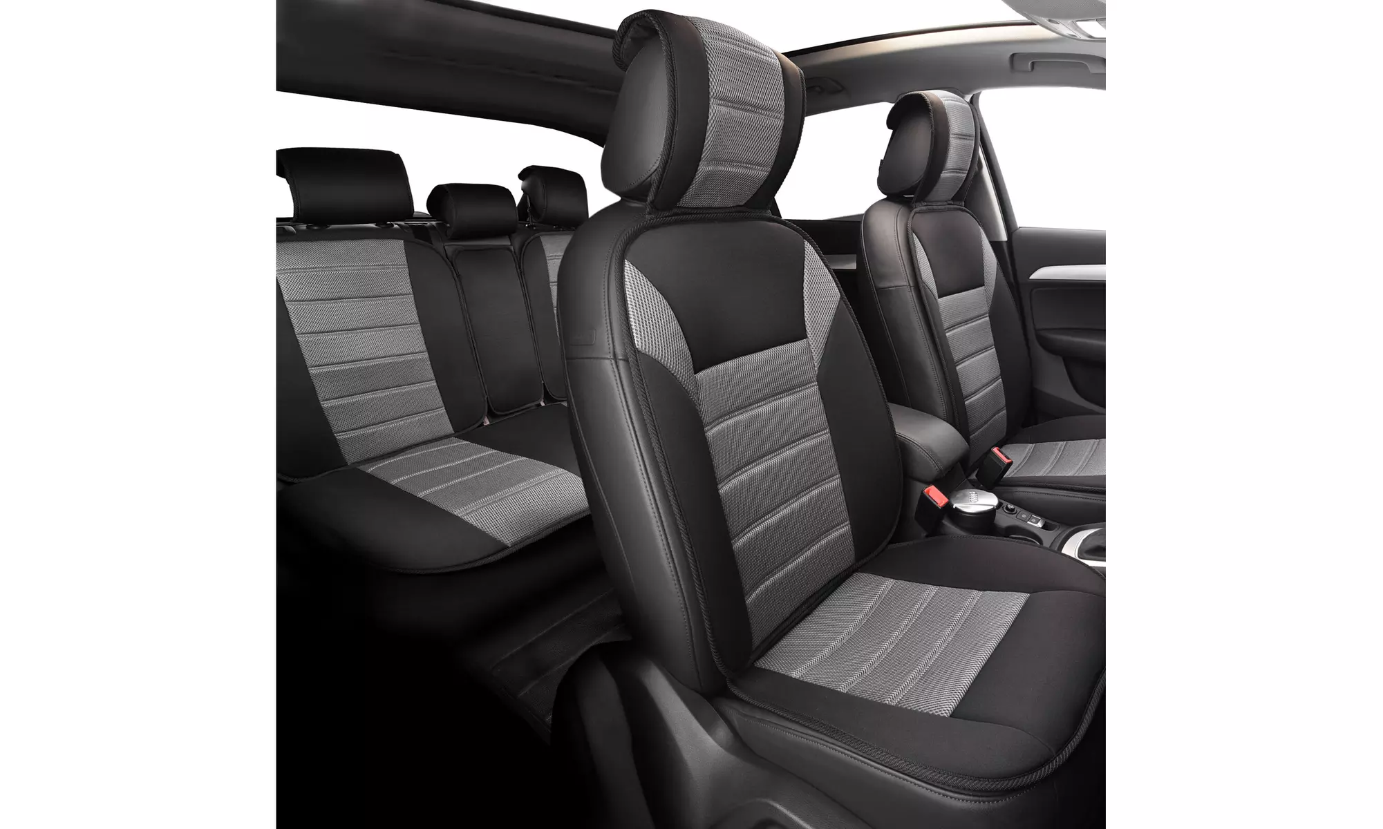 Comfy Car Seat Cushion Pads Complete Set Gray Black - Primary Image
