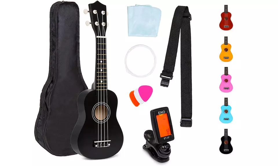 21" Acoustic Soprano Basswood Ukulele Starter Kit - Primary Image