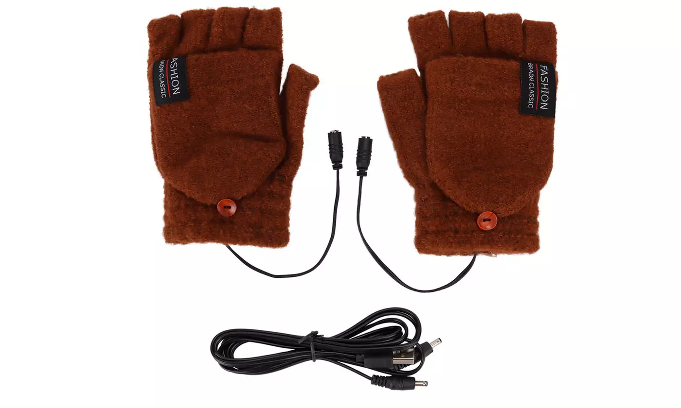 Unisex USB Electric Heated Winter Knit Yarn Gloves, Various Colours Available - Second Medium