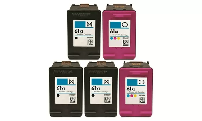 5 Pack HP 61XL Black & Color High Yield Ink Cartridges - Primary Image