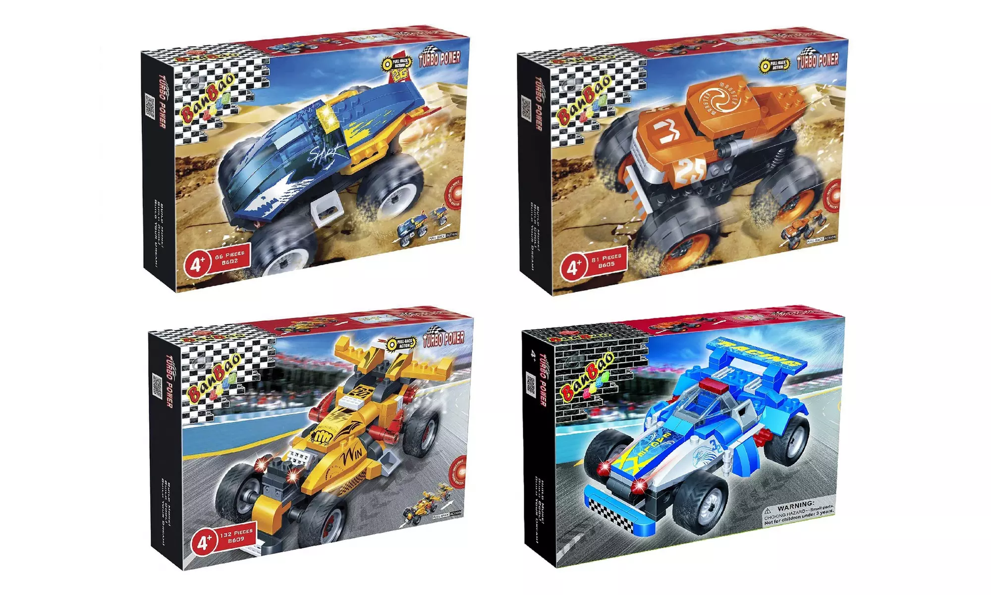 BanBao Building Set Pull-Back Race Car - Shark/ Invincibility/ Eagle/ Monster - Primary Image