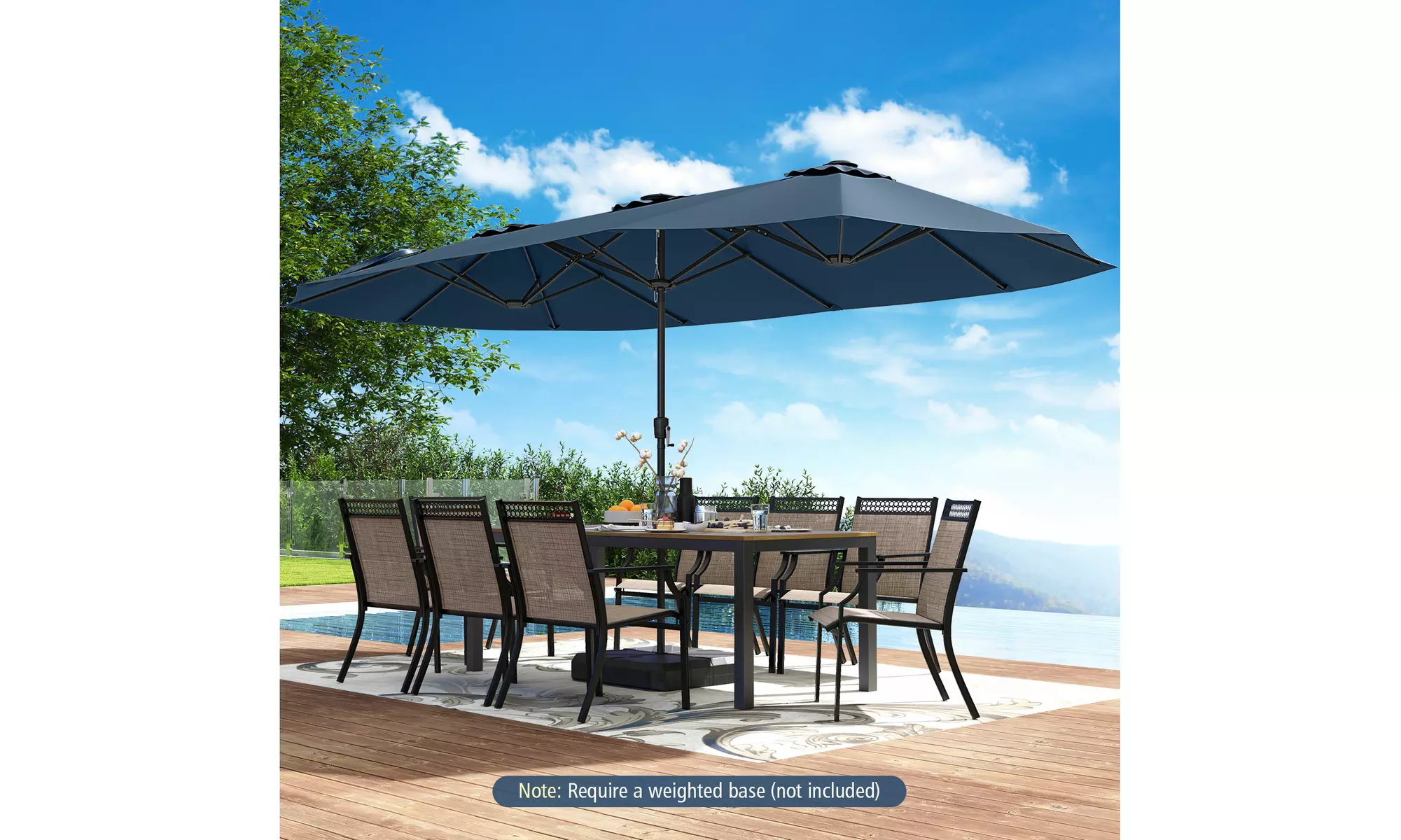 Costway 15.5 FT Extra-Large Patio Umbrella with LED Solar Lights
