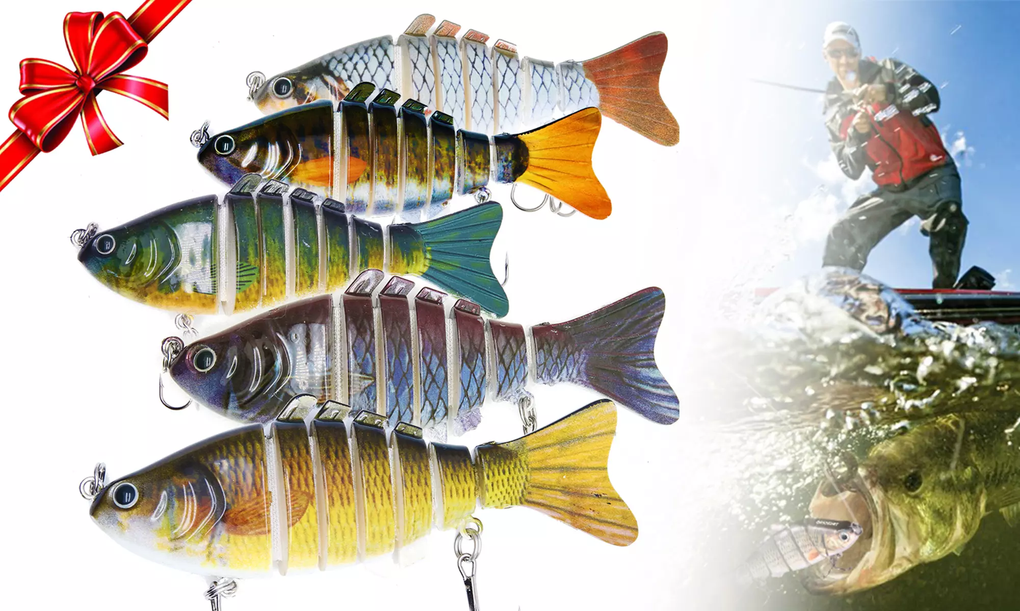 Fishing Lures for Bass Slow Sinking with Trout Segmented Multi Jointed Tackle  - Primary Image