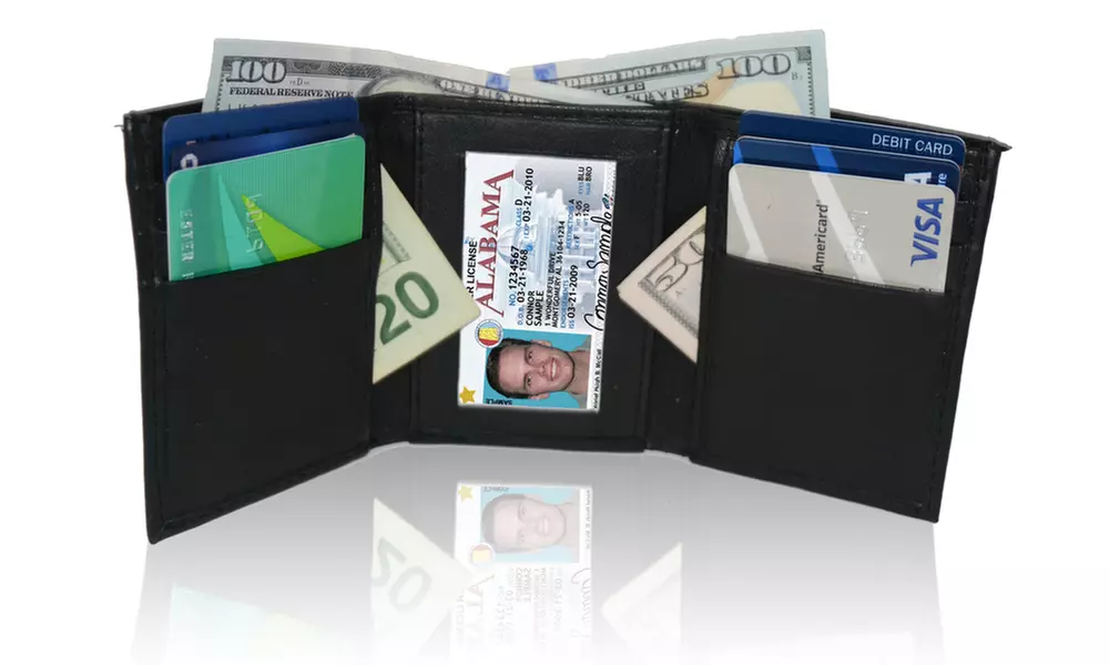 AFONiE RFID-Blocking Genuine Leather Tri-fold Wallet For Men - Primary Image