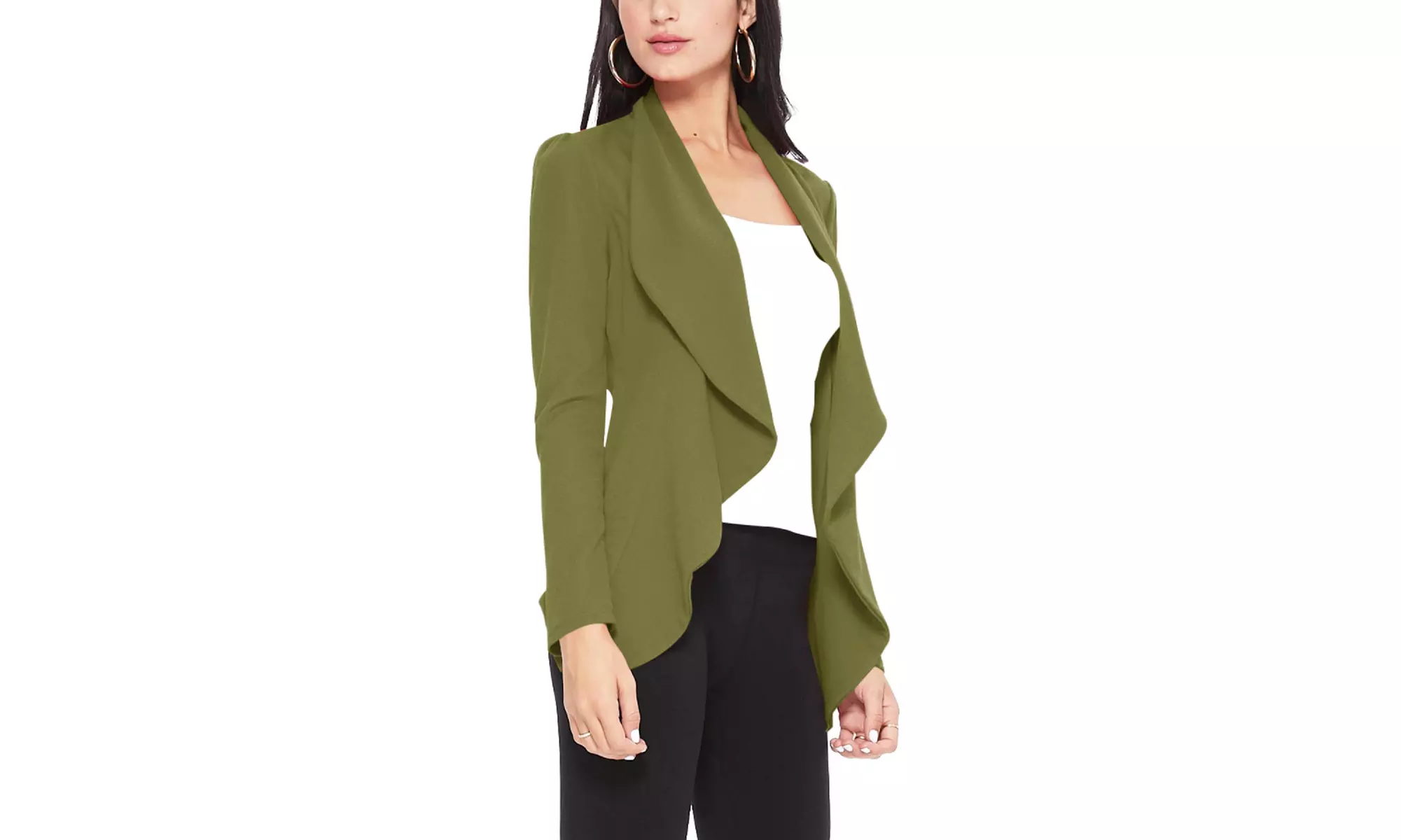 Casual Long Sleeves Open Front Office Wear Solid Blazer Jacket S-3XL