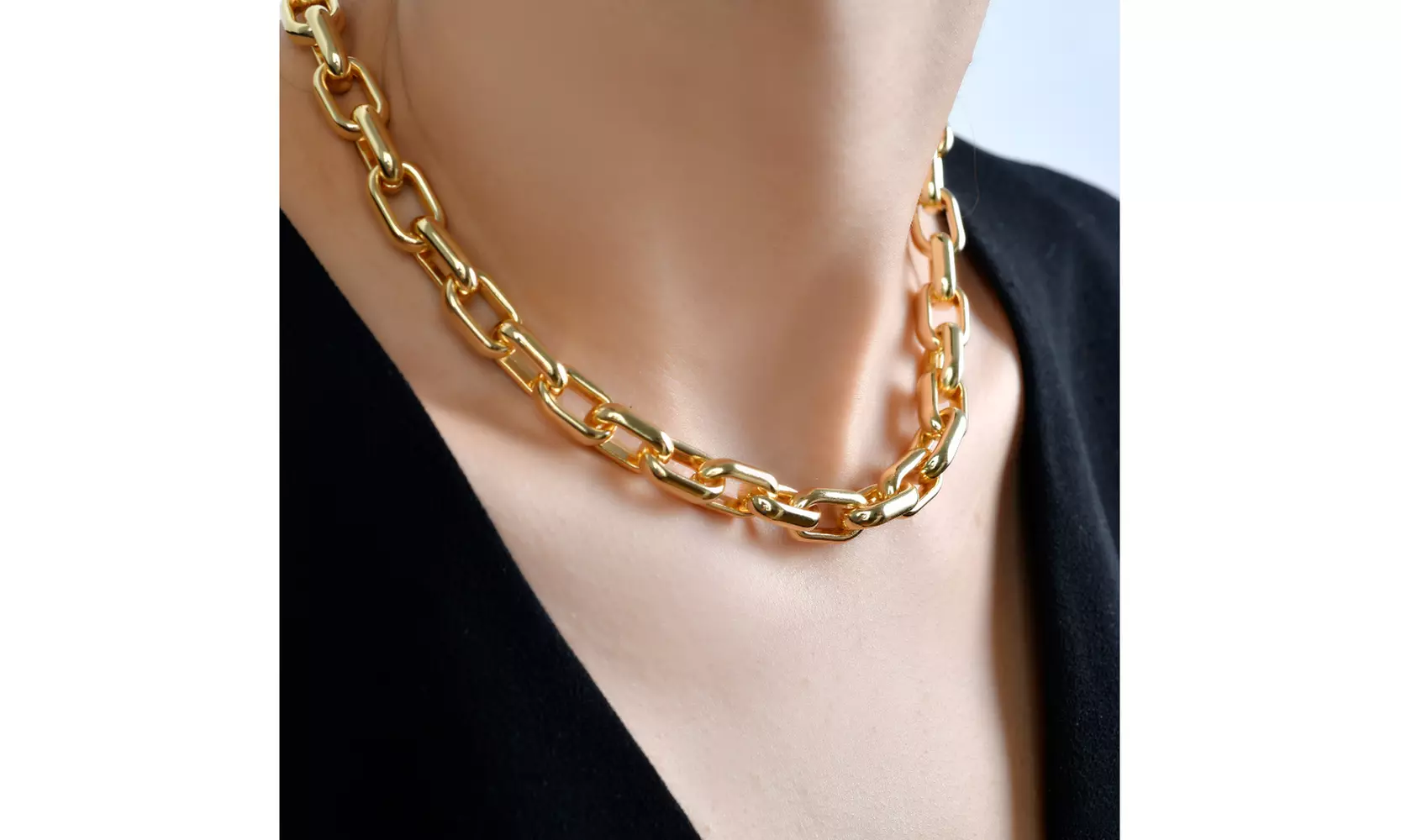 Gold-Plated Paperclip Chain Necklace,  Chic, Modern & Layer-Ready