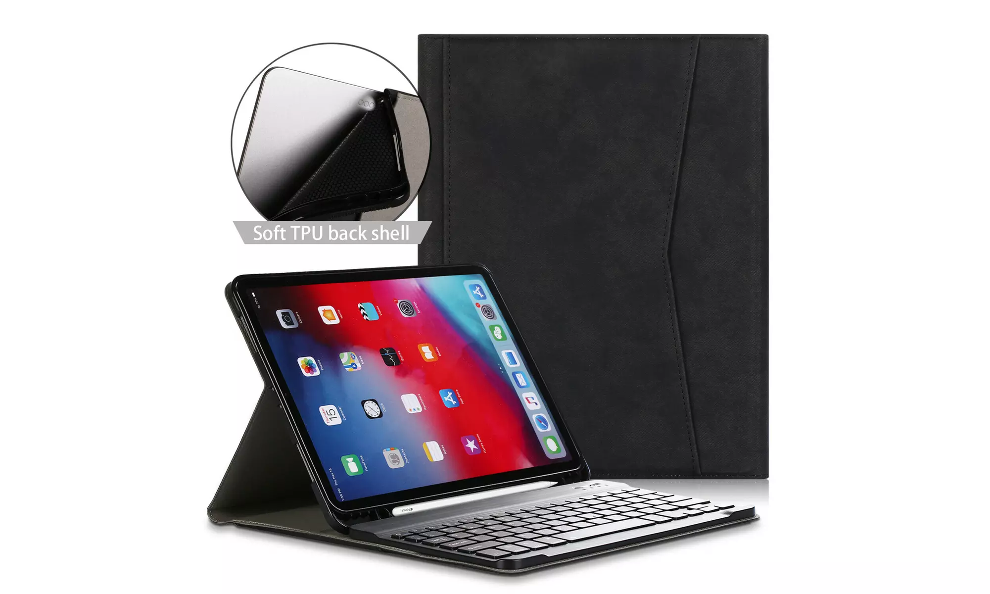 For Apple iPad Pro 11 inch Keyboard Case Flip Stand Cover with Wireless Keyboard - Primary Image