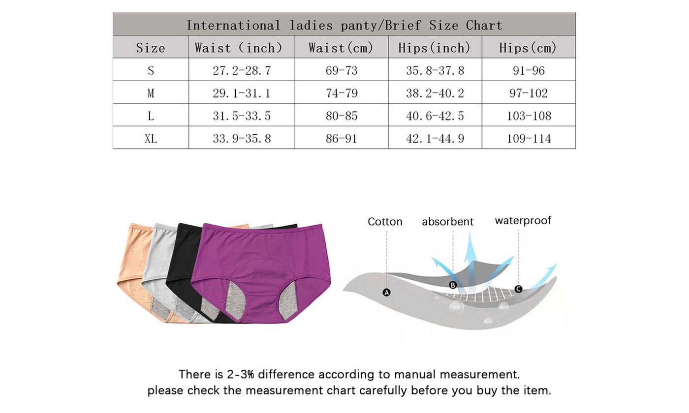 2 Pack Women Menstrual Period Underwear Breathable Leak Proof Panties Briefs