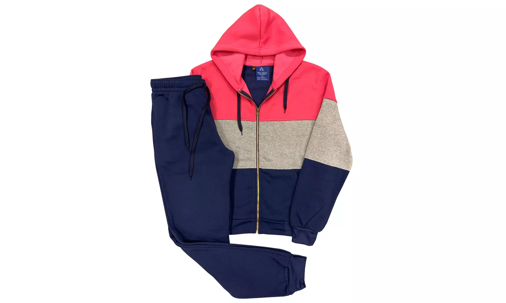 Women's 2-Piece Fleece Sweatsuit Jogger Colorful Sweat Jacket & Sweatpants 