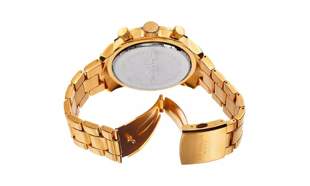 Akribos XXIV Men's Chronograph Quartz Bracelet Watch AKGP814YGBU - Second Medium