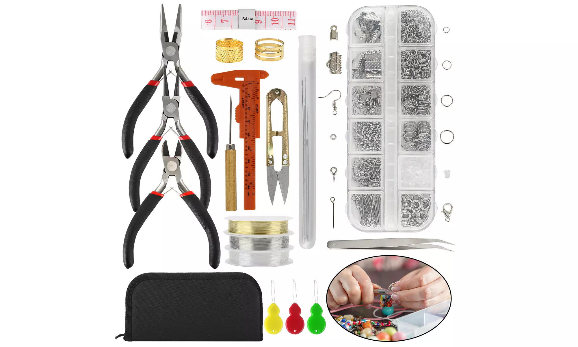 Wire Jewelry Making Starter Kit Sterling Silver and Repair Tools Craft Supplies - Primary Image