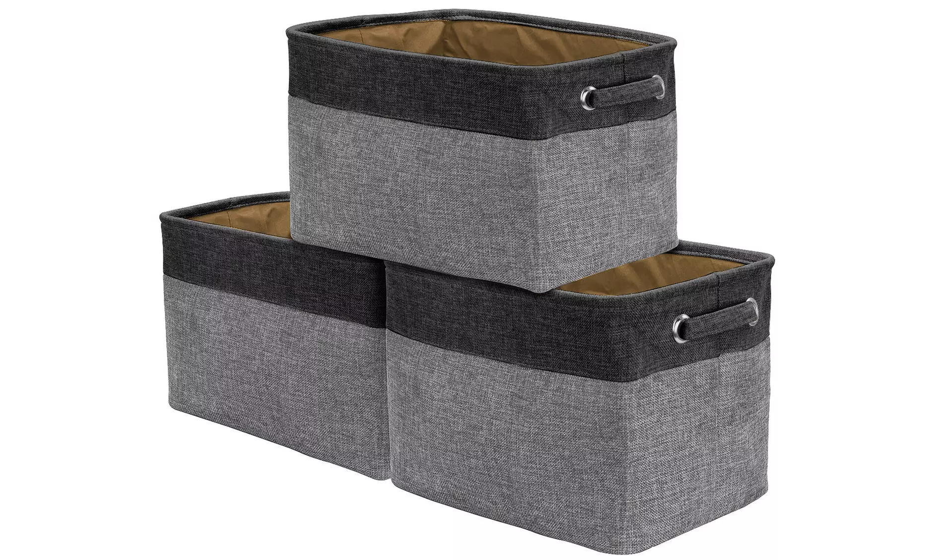 3-Pack Large Storage Baskets - Fabric Collapsible Organizer Bin w/ Carry Handles