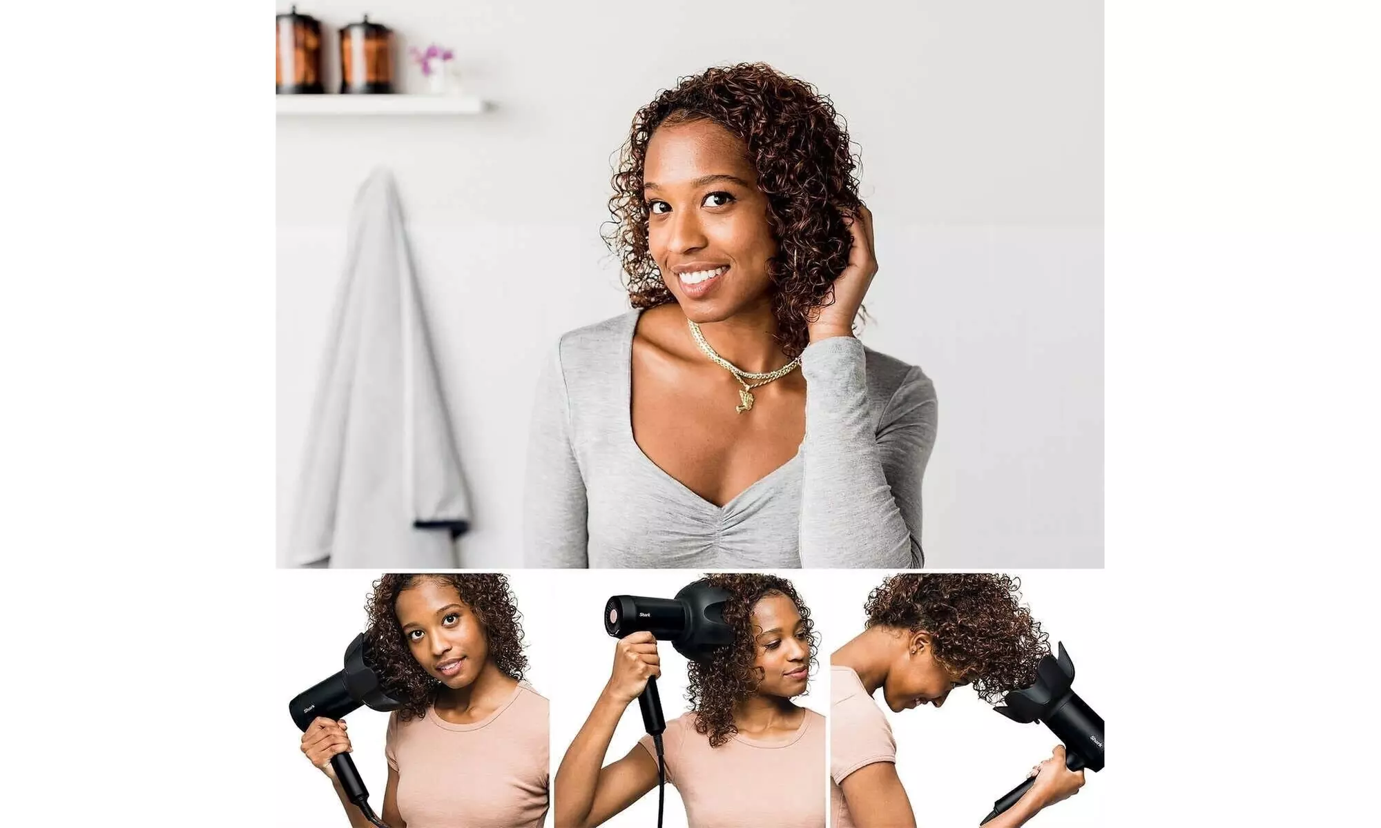Shark HD125 Blow Dryer HyperAIR Fast-Drying with IQ 2-in-1(Black)- Refurbished
