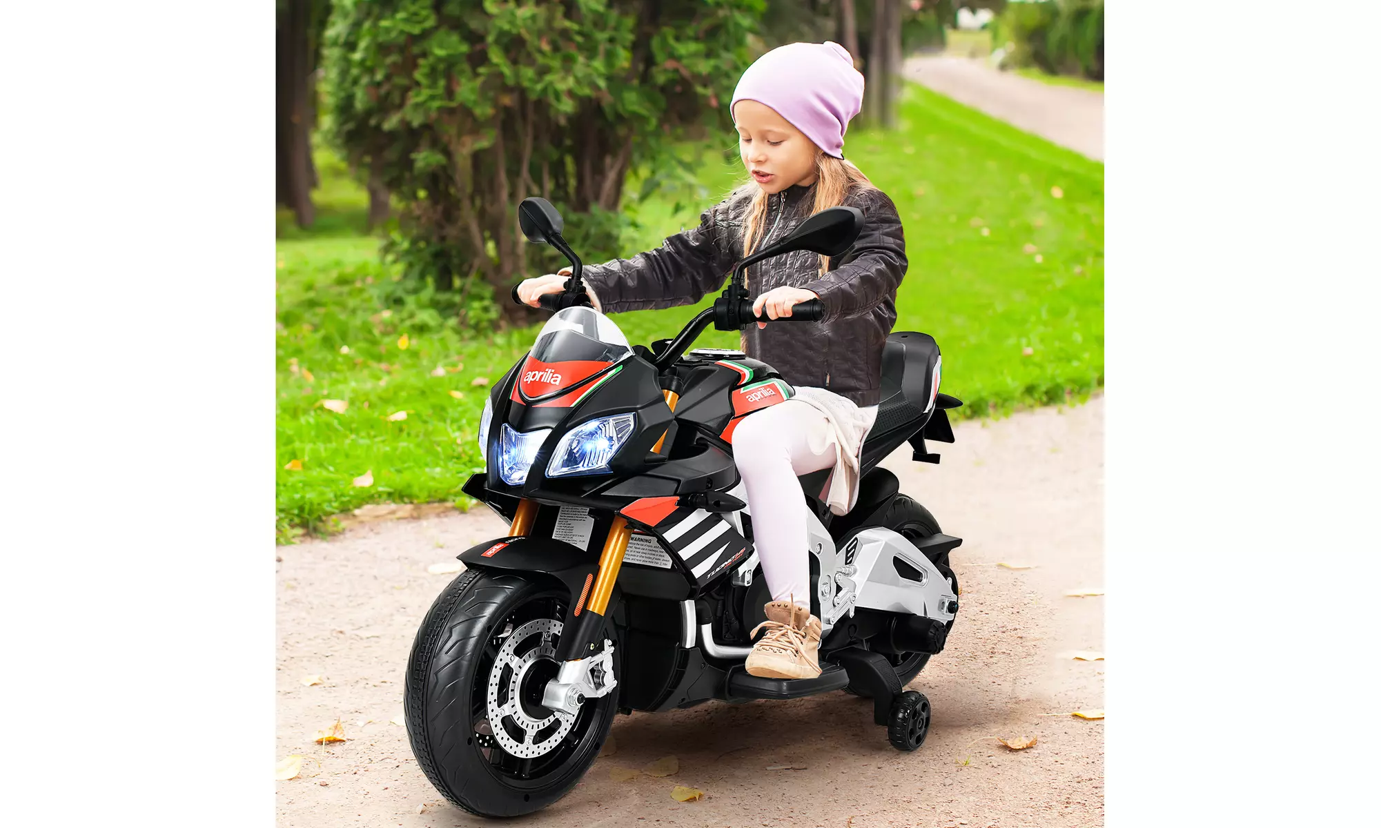 Kids Ride on Motorcycle 12V Battery Powered Motorbike w/ Training Wheels - Primary Image