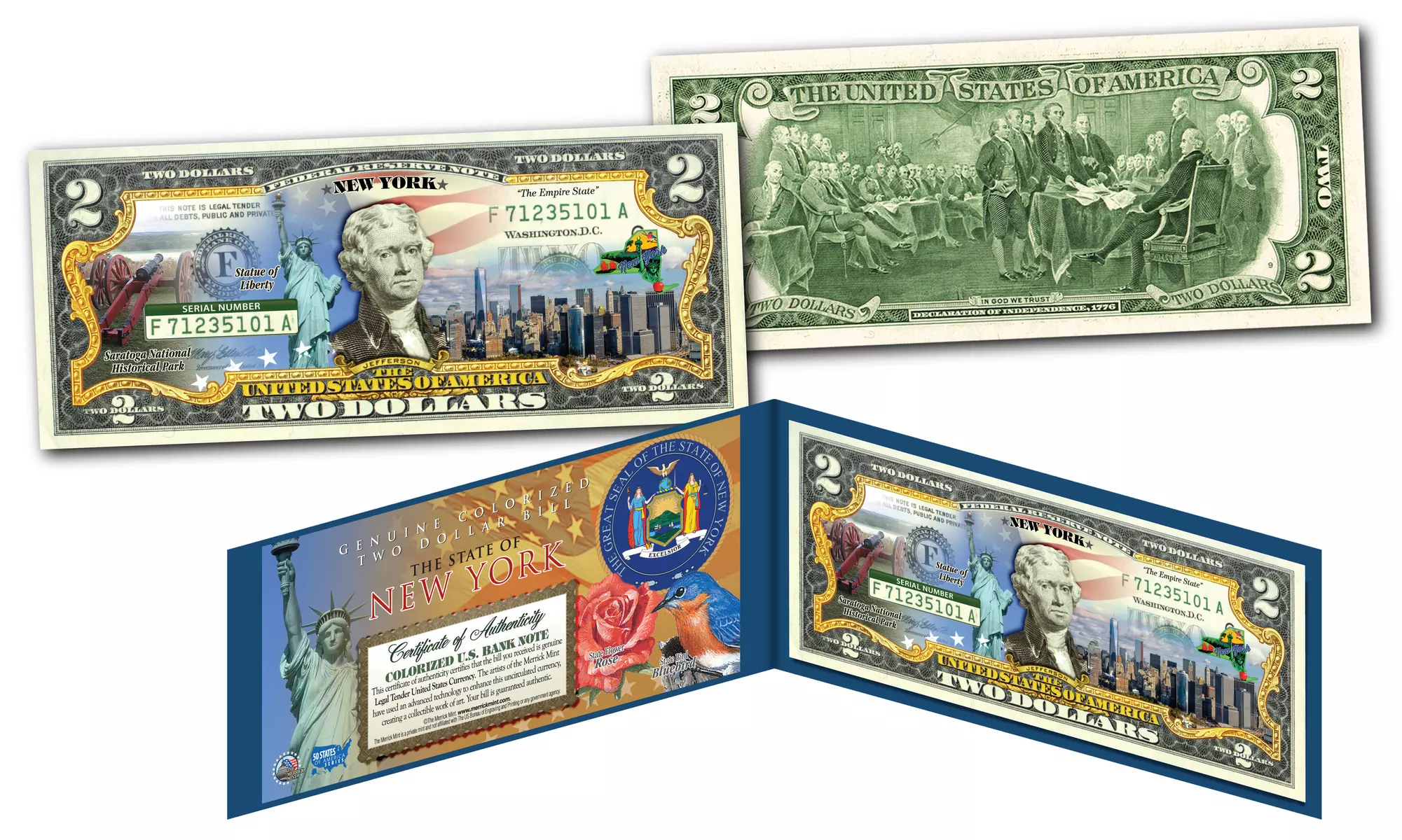 Official Genuine Legal Tender U.S. 2 Dollar Bills Honoring America's 50 States 