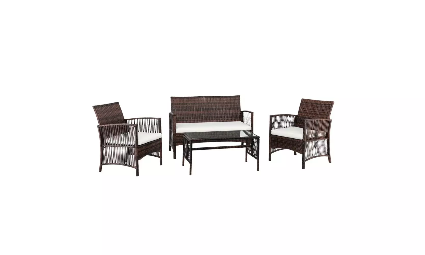 4-Piece Outdoor Patio Conversation Set,PE Wicker with Cushions - Second Medium