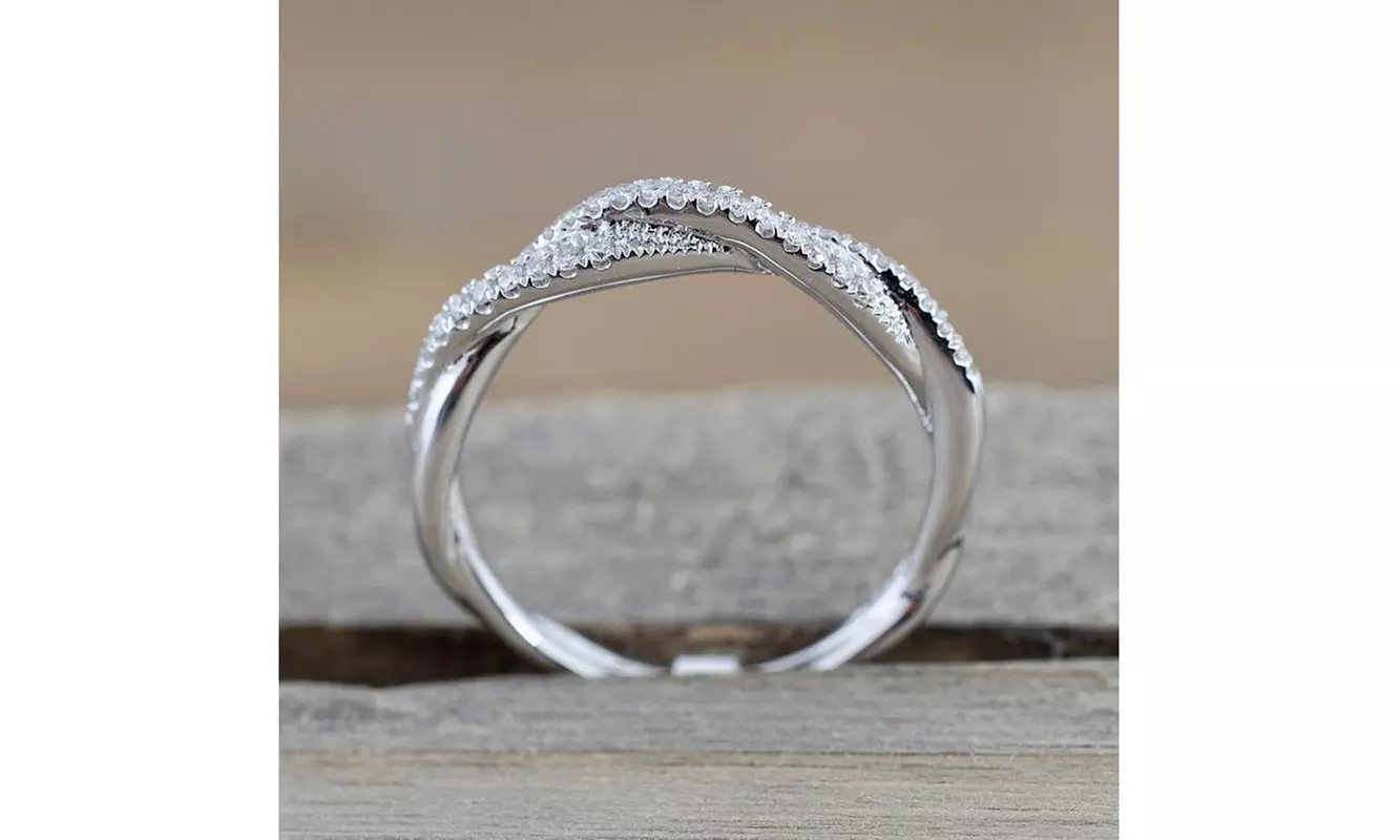 Women's 14K Gold 0.06ct Round Cut Rope Twined Curve Infinity Gemstone Ring  - Second Medium