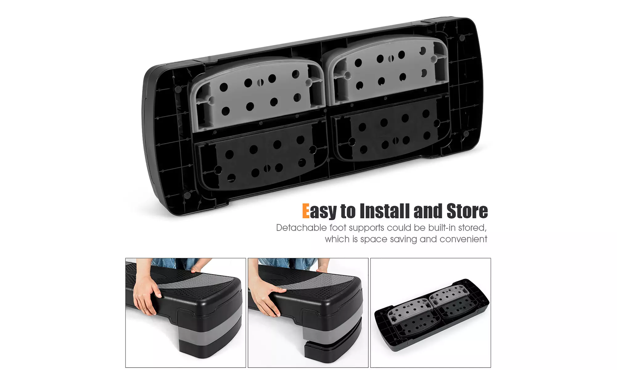 31'' Aerobic Exercise Stepper Cardio Trainer 3 in 1 Adjustable Height 4'' - 6''