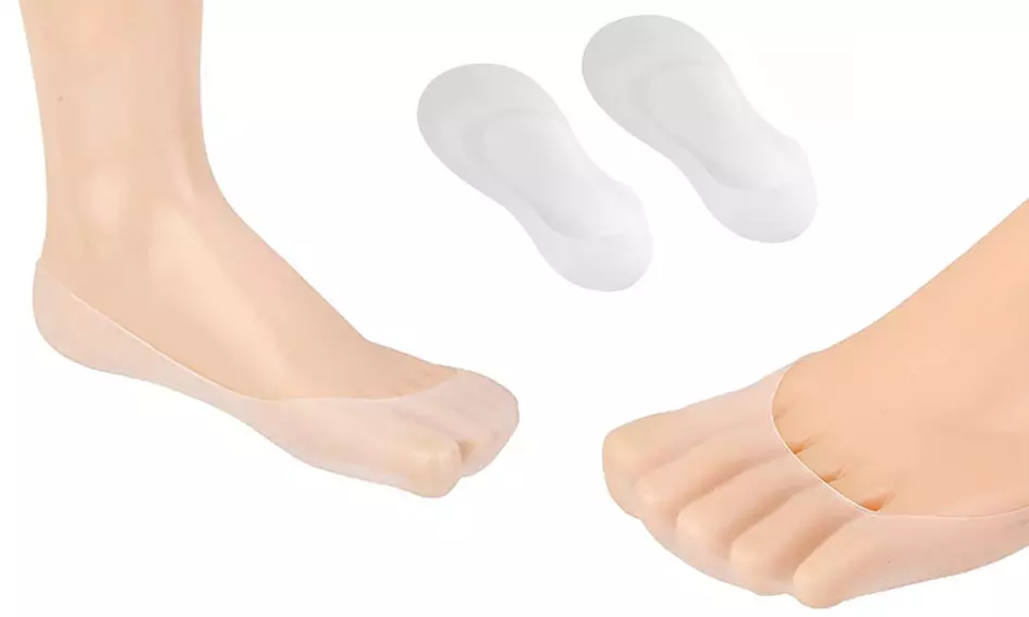 2 Pairs of Clear Full Size Silicone Gel Moisturizing Invisible Socks  - Primary Image