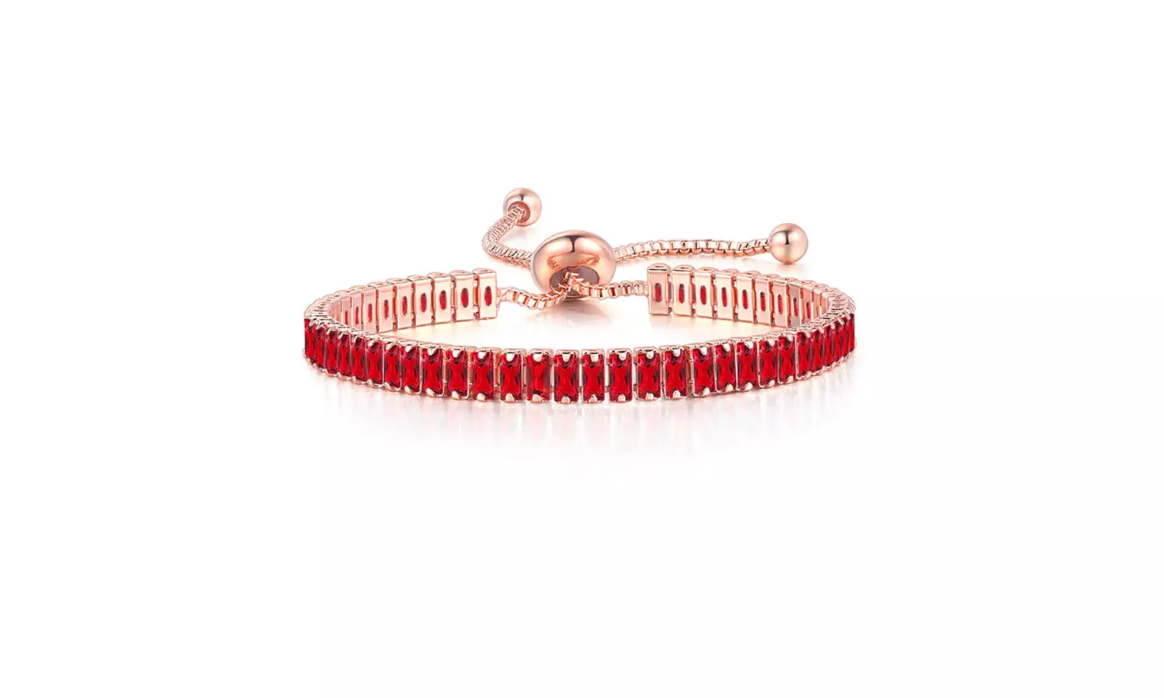 Paris Jewelry 14k Rose Gold 7 CtCreated Ruby Princess Tennis Plated Bracelet