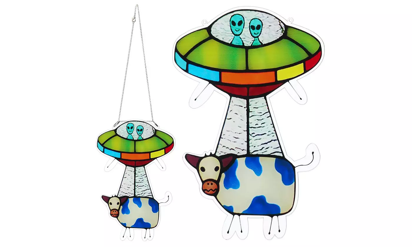 Christmas Ornaments UFO Alien Cow Suncatcher Window Hanging Ornament  - Primary Image