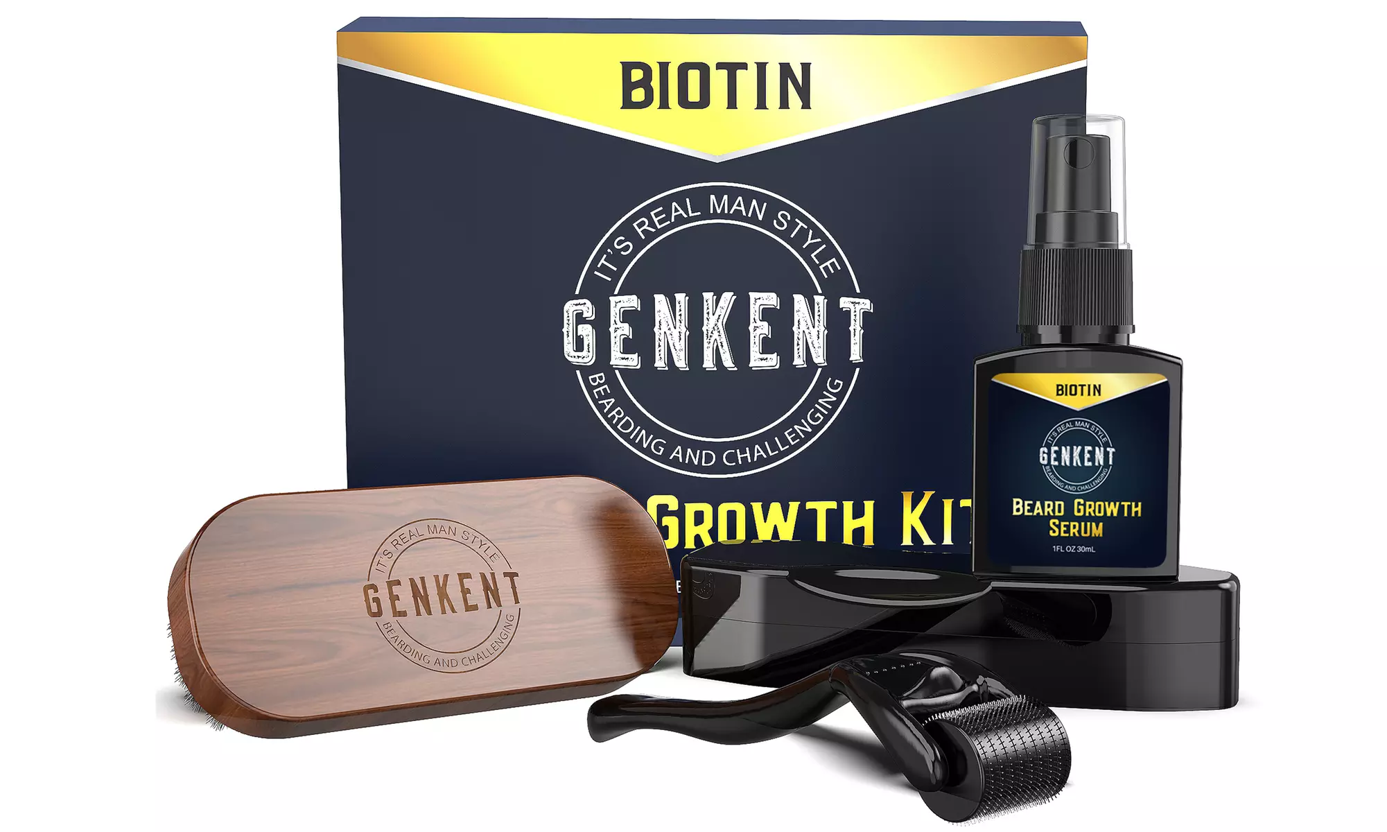 Biotin Beard Growth Serum Derma Roller Hair Loss Treatment Gifts for Father - Primary Image