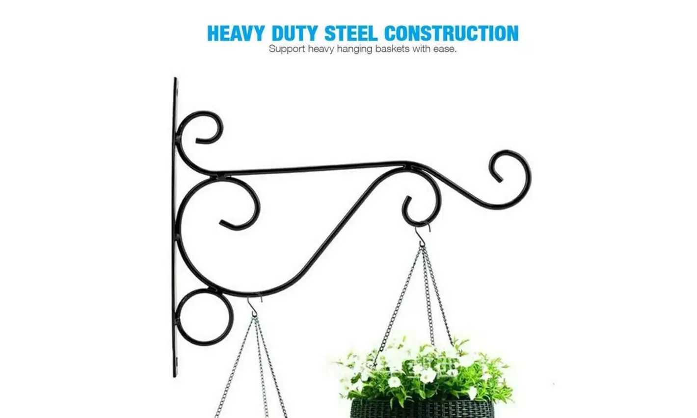 2Pcs Wall Hanger Heavy Duty Metal Hanging Basket Bracket Flower Pot Hook Hanger