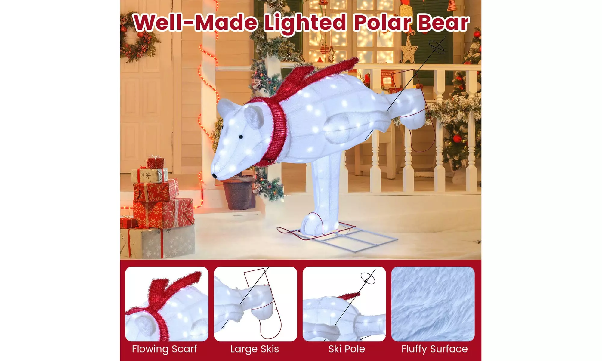 Costway Lighted Christmas Reindeer and Sleigh Set Dachshund Bear Penguin Decor
