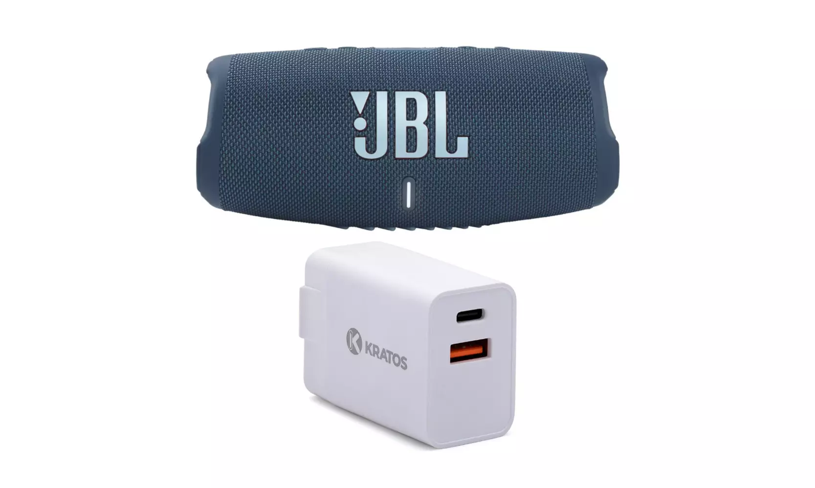 JBL Charge 5 Portable Bluetooth Speaker (Blue) with Power Adapter - Primary Image