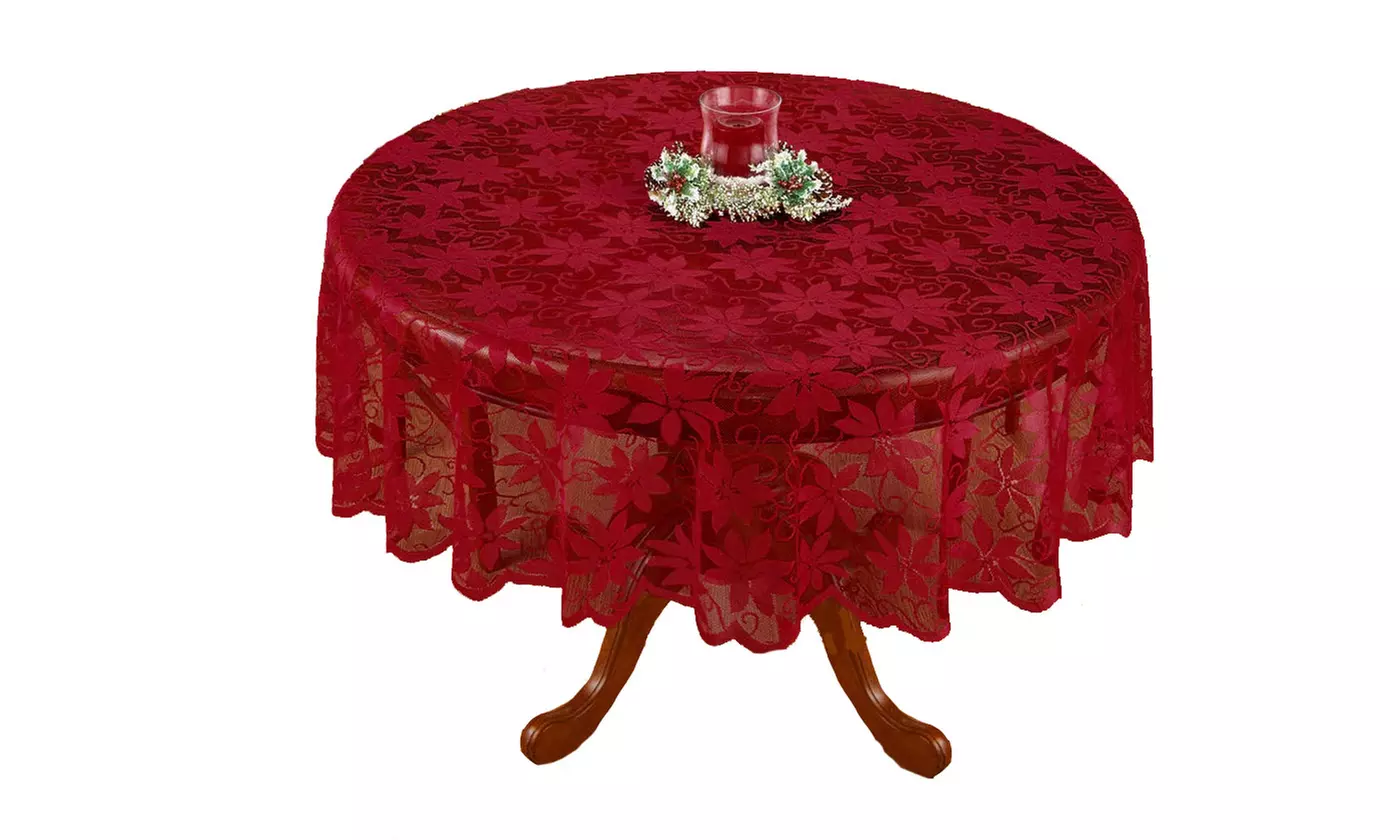 Christmas Xmas Tablecloth Red Lace Table Cover Wedding Holiday Room Decor 