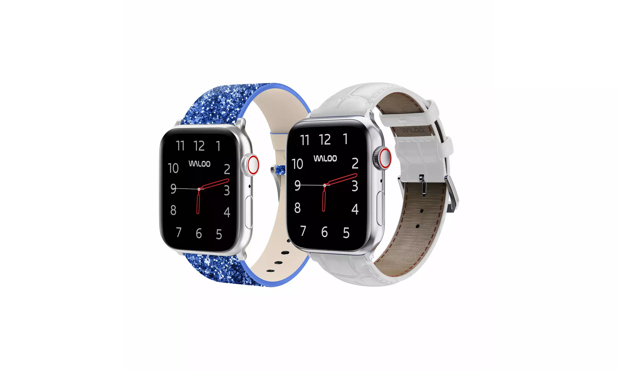 Waloo 2-Pack Leather Bling and Crocodile Embossed Apple Watch Bands