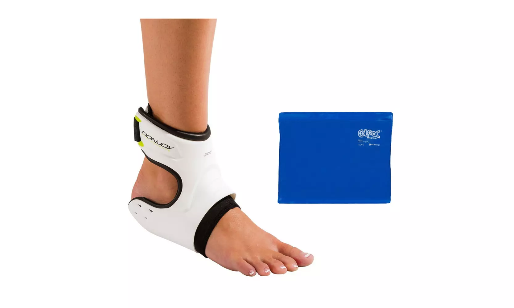 DonJoy Performance POD Ankle Brace (Left, Large, White) and Ice Pack (11 x 14") - Primary Image