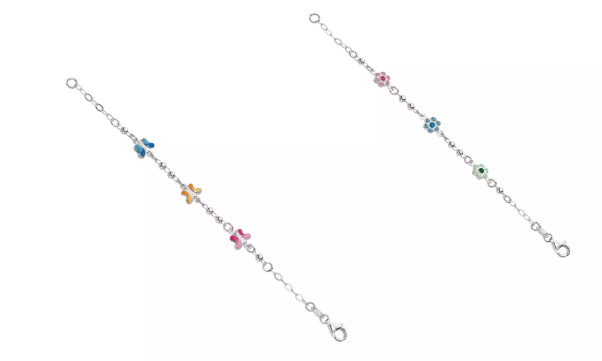 925 Silver with Rhodium Shiny Children Bracelet Charm with Pear Shape Clasp - Primary Image