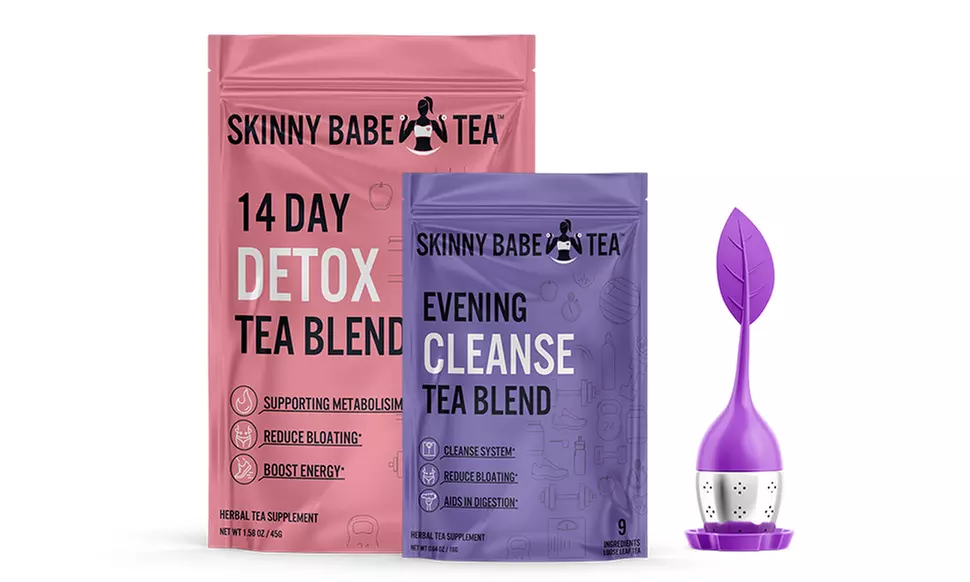 Skinny Babe Tea AM & PM Detox Cleansing Blend with Tea Infuser