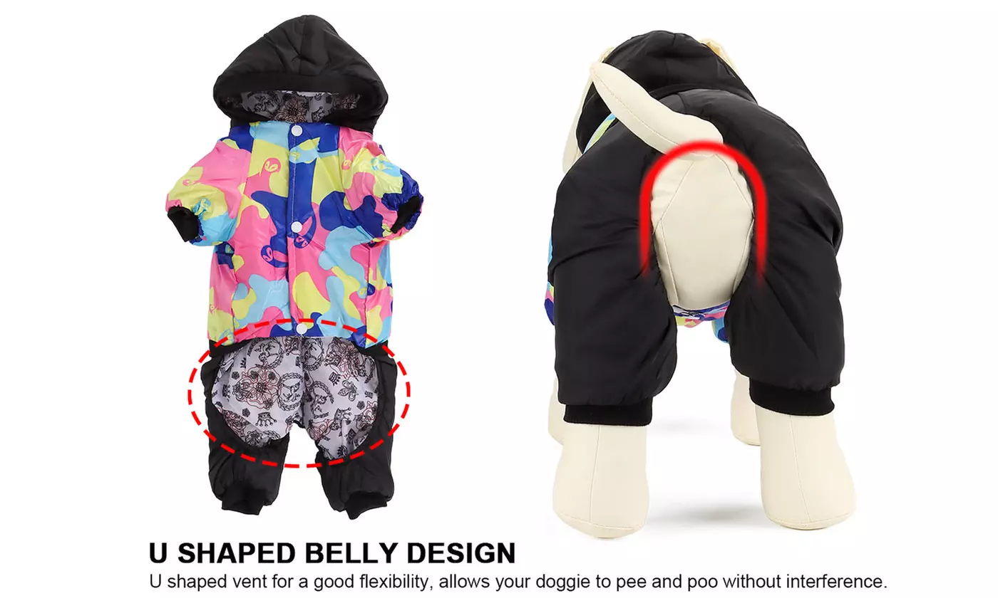 Waterproof Dog Raincoats with Hood Windproof Cozy Warm Cold Weather Jacket