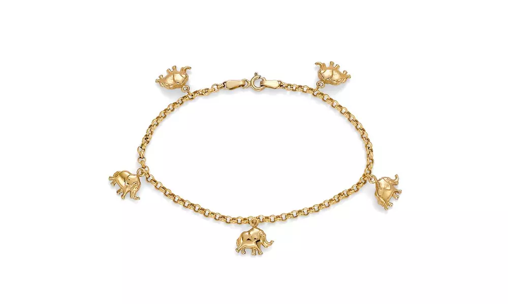 10k Gold Elephant Charm Bracelet - Primary Image