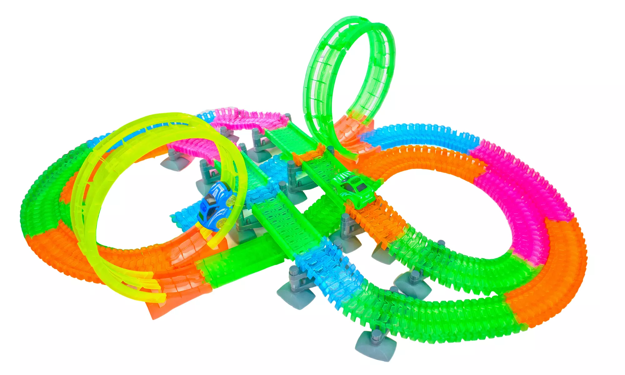 Magical Twisting Glow Light Up Car Tracks Ultimate Loop Set 25ft Of Track - Primary Image