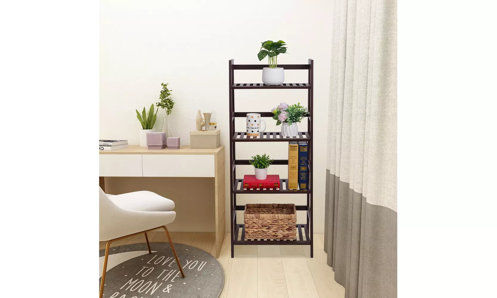 4-Tier Bamboo Bookshelf Multi Functional Adjustable Storage Shelf - Second Medium