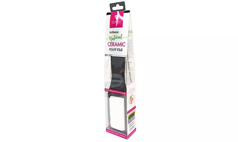 Refillable Natural Ceramic Foot File, Extra Refillable pad included, 2 colors - Second Medium
