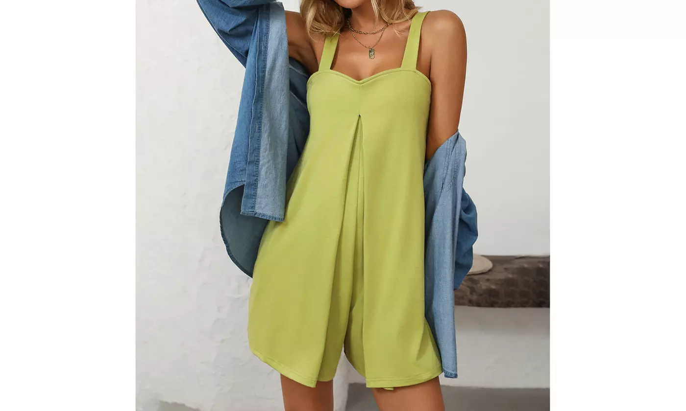 Womens Summer Sleeveless  Jumpsuits Outfits Short Rompers Overall with Pockets