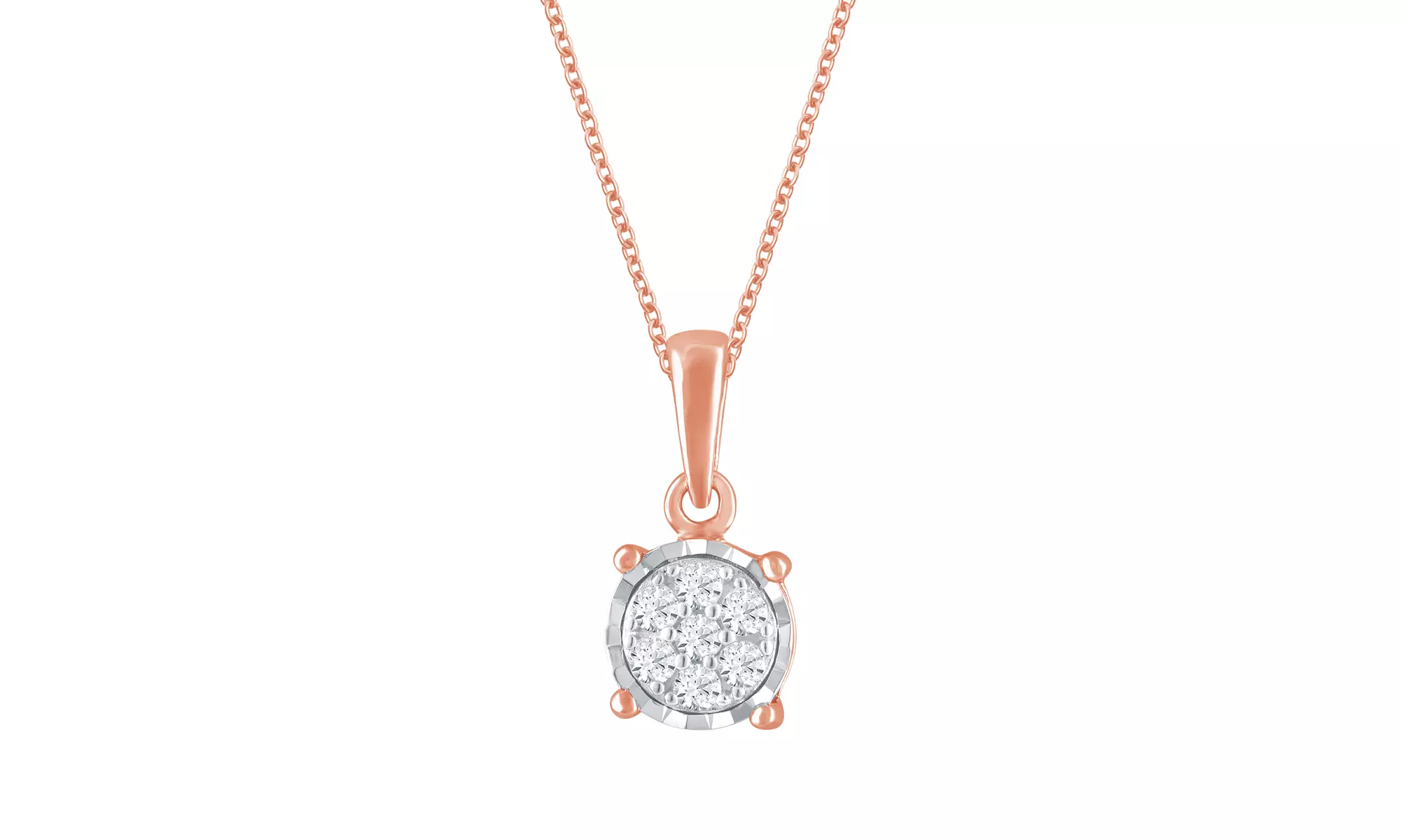 Sterling Silver Miracle Plated Round Diamond Cluster Pendant Necklace for Women