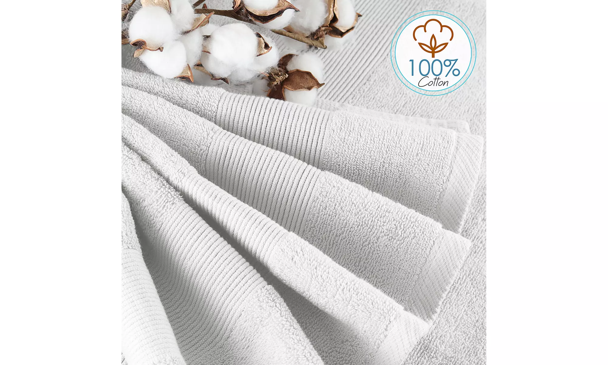Hearth & Harbor Towels -100% Cotton Set of 10 ; 2 Bath, 2 Hand and 6 Washcloths